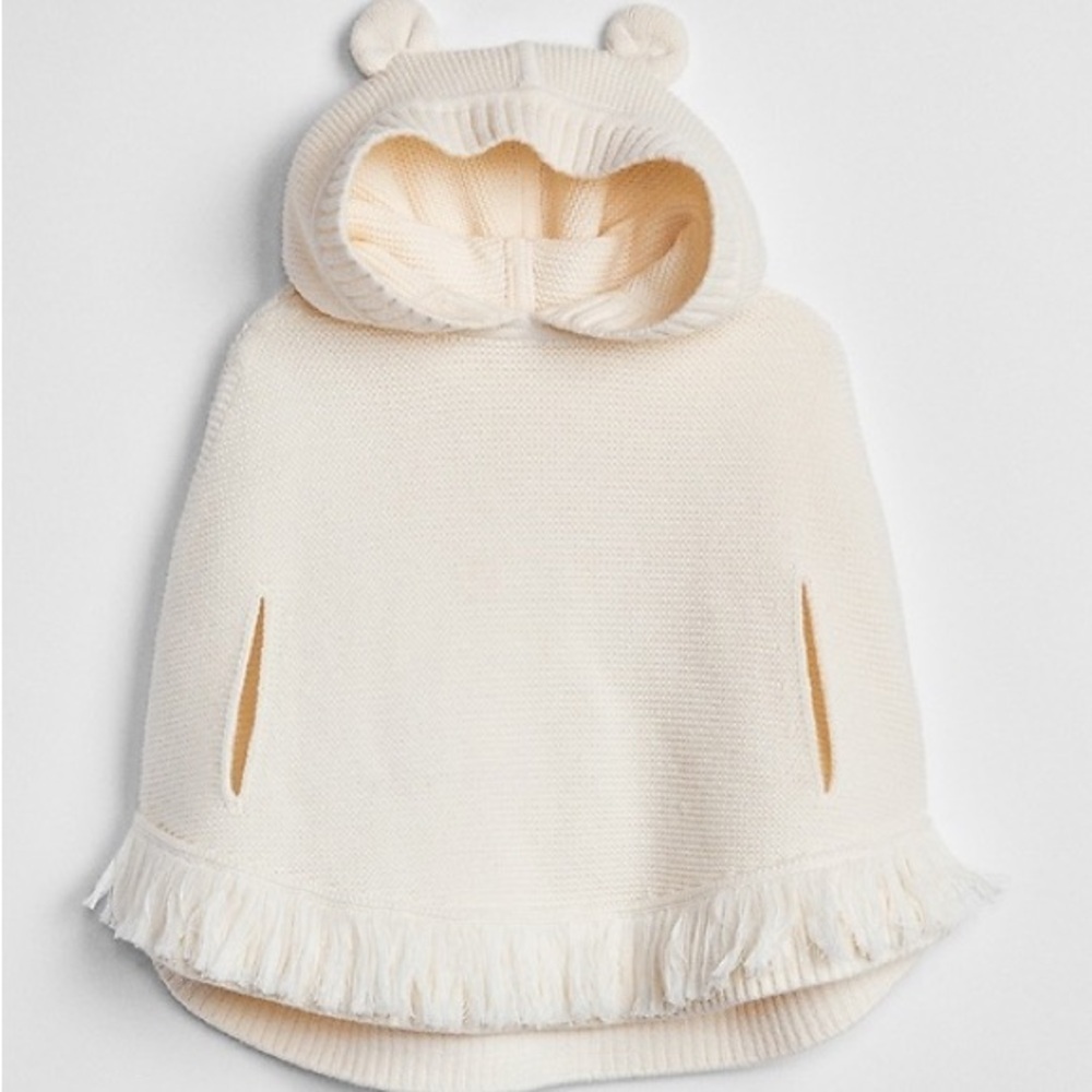 Baby Gap Girls Garter Fringe Hoodie Poncho Size 3T